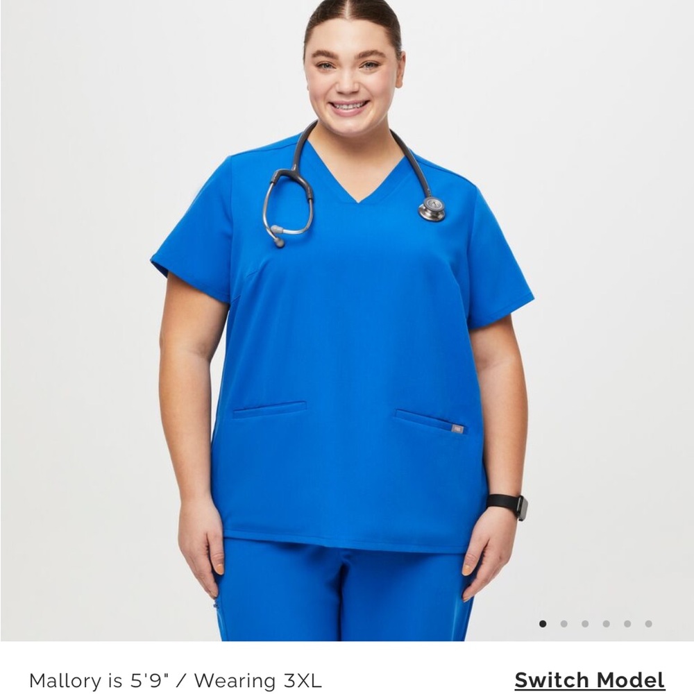 NWT Figs Casma Three Pocket Scrub Top 3XL - Royal Blue